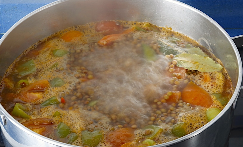 lentejas con verduras coccion