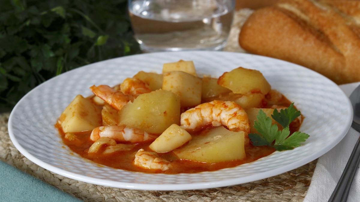 Patatas con Sepia y Gambas Patatas con Sepia y Gambas