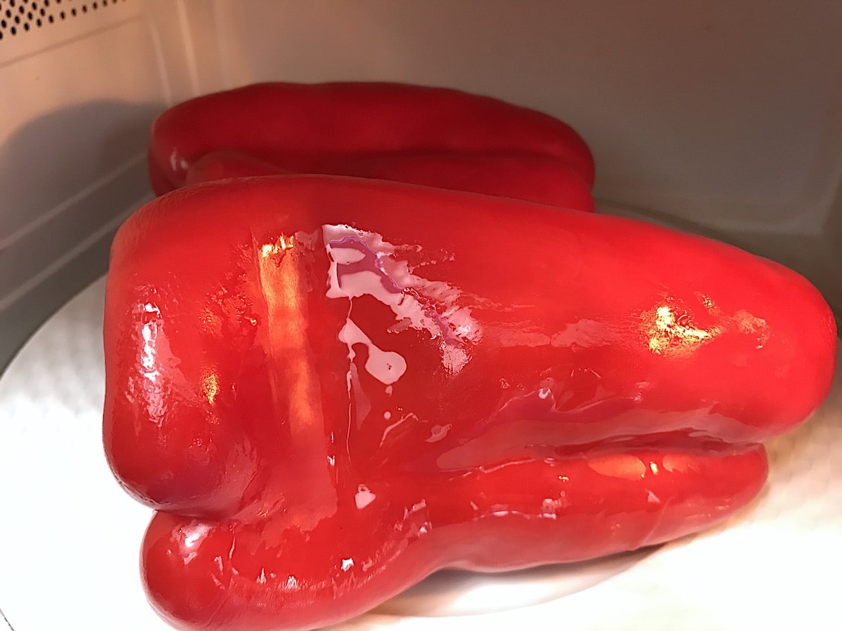 Pimientos de asar en microondas